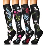 4 Pairs Compression Socks for Women Circulation-Best Support for Nurses,Running,Athletic,Travel S-M