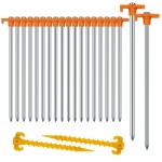 20+2PCS Tent Stakes Heavy Duty Camping Stakes,AVOFOREST 9.8Inch Non-Rust Metal Tent Pegs Ground Stakes Tent Spikes Camping,Garden,Hiking Orange