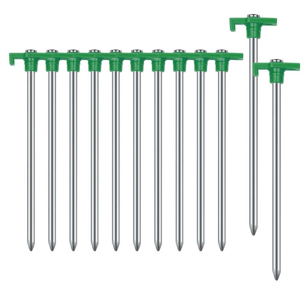12PCS Tent Stakes, Camping Stakes,AVOFOREST 7.1inch Non-Rust Metal Tent Pegs Ground Stakes Tent Spikes Camping,Garden,Hiking Green