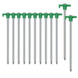12PCS Tent Stakes, Camping Stakes,AVOFOREST 7.1inch Non-Rust Metal Tent Pegs Ground Stakes Tent Spikes Camping,Garden,Hiking Green