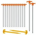 Tent Stakes Heavy Duty Camping Stakes,AVOFOREST 7.1/9.8inch Non-Rust Metal Tent Pegs Ground Stakes Tent Spikes Camping,Garden,Hiking Green/Orange/Black (Orange 12+2pcs, 10IN)