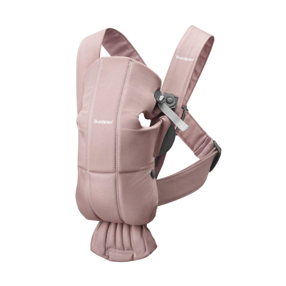 BabyBjrn Baby Carrier Mini, Dusty Pink, Woven | Newborn Carrier (7-25 lbs), Ergonomic, Easy-to-Use