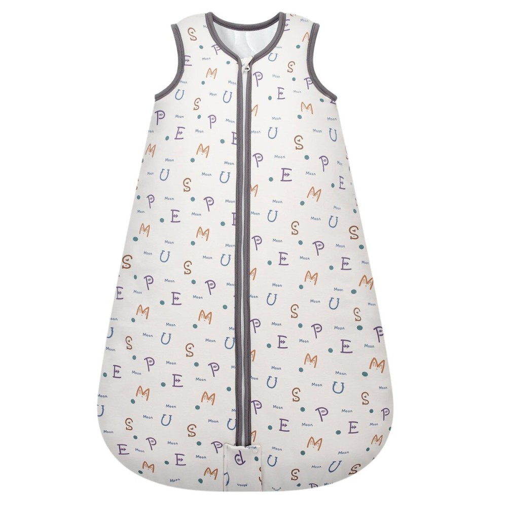 Mosebears Sleep Sack Baby Winter Wearable Blanket with 2-Way Zipper,2.5 TOG Cotton Sleep Sack Unisex (Alphabet, 0-6 Months)