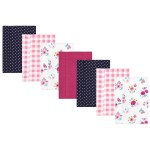 Hudson Baby Unisex Baby Cotton Flannel Burp Cloths, Butterfly Floral 7-Pack, One Size