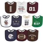 Hudson Baby Unisex Baby Cotton Terry Drooler Bibs with Fiber Filling, Football, One Size