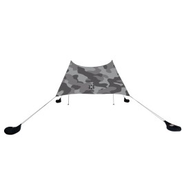 Neso Grande Portable Beach Tent Sun Shelter - Lightweight Beach Shade Canopy - Easy Setup for Family Outings - Patented Reinforced Corners - UPF 50+ Sun Protection - 7ft Tall, 9 x 9ft - Grey Camo