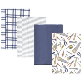 Hudson Baby Unisex Baby Cotton Flannel Burp Cloths, Construction Work 4-Pack, One Size