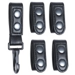 TAFTACFR Black Plain Duty Belt Keeper with Double Snaps(Set of 4) +1 Keeper with Strong Plastic Key Clip(1 Pack)