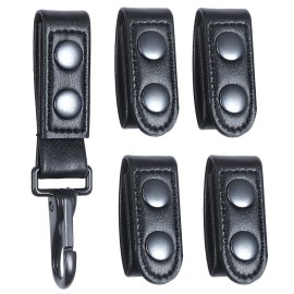 TAFTACFR Black Plain Duty Belt Keeper with Double Snaps(Set of 4) +1 Keeper with Strong Plastic Key Clip(1 Pack)
