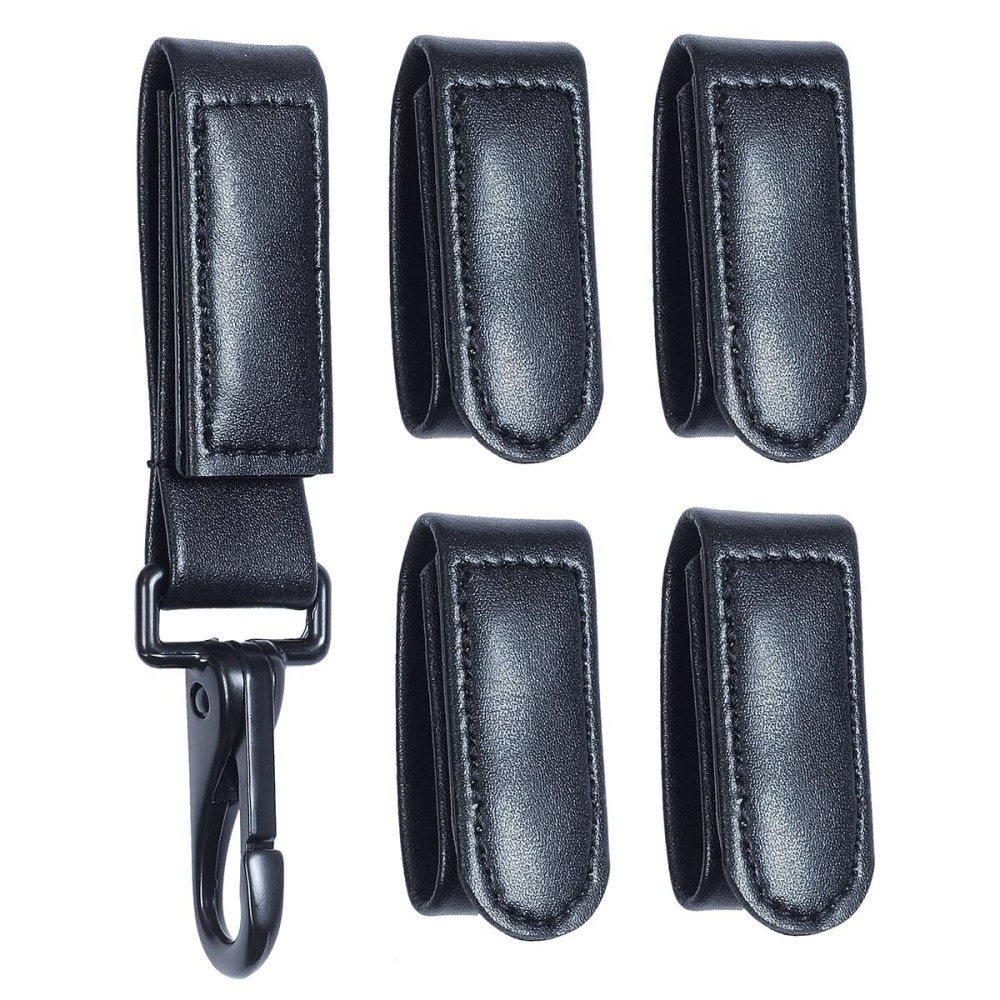 TAFTACFR Black Plain Duty Belt Keeper with Double Snaps(Set of 4) +1 Keeper with Strong Plastic Key Clip(1 Pack)