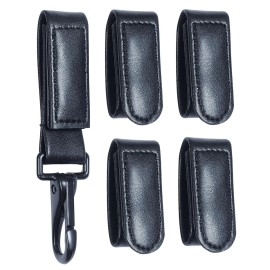 TAFTACFR Black Plain Duty Belt Keeper with Double Snaps(Set of 4) +1 Keeper with Strong Plastic Key Clip(1 Pack)
