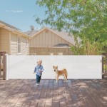 140 Inch Wide Retractable Baby Gates Retractable Dog Gate for Large Openings, Extra Wide Baby Gates for Dogs Indoor Retractable Gate Outdoor Pet Gate, Mesh Gates for Kids or Pets Dog Fence, White