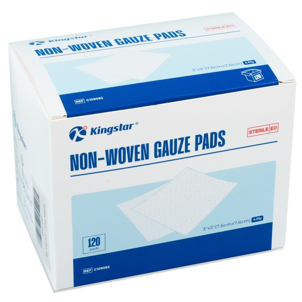 K Kingstar Sterile Nonwoven Gauze Pads, 3x 3 Wound Dressing, 60 Packs - 120 Pieces Superior Soft Sponge Pads, Higher Absorbent Gauze Compresses for Trauma or Post-Operative Wound Care