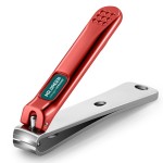 MR.GREEN Nail Clippers Curved Blades Fingernail Cutter Nippers Manicure Scissors Stainless Steel Pedicure Tools with Nail Flies (Medium-Red)