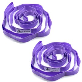 Stretching Strap Yoga Strap with Loops, Stretch Straps for Physical Therapy, Non-Elastic Exercise Strap for Pilates, Dance and Gymnastics with Workout Guide (Purple+Purple)