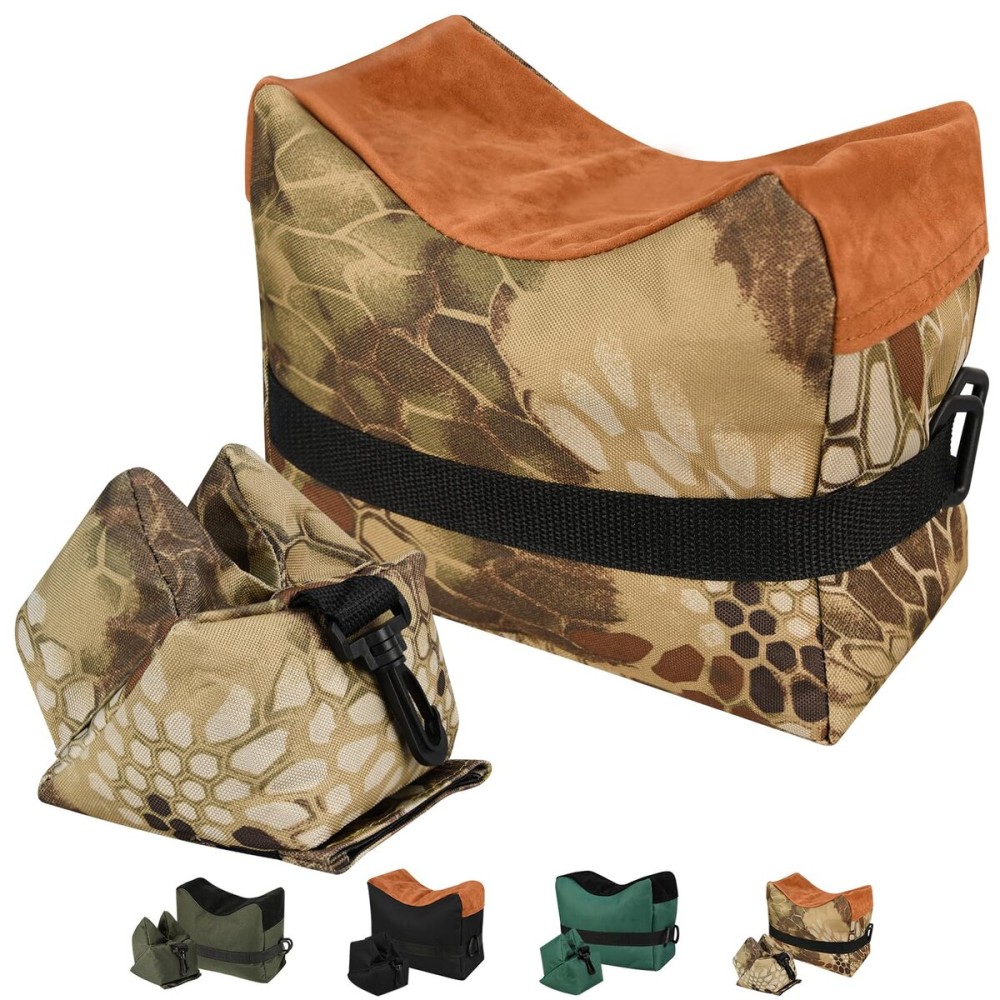 Shooting Rest Bags, Camo Rest Front & Rear Support Sandbag Stand Holders with 600 Denier Polyester for Rifle Hunting, Camo (Bags Come unfilled)
