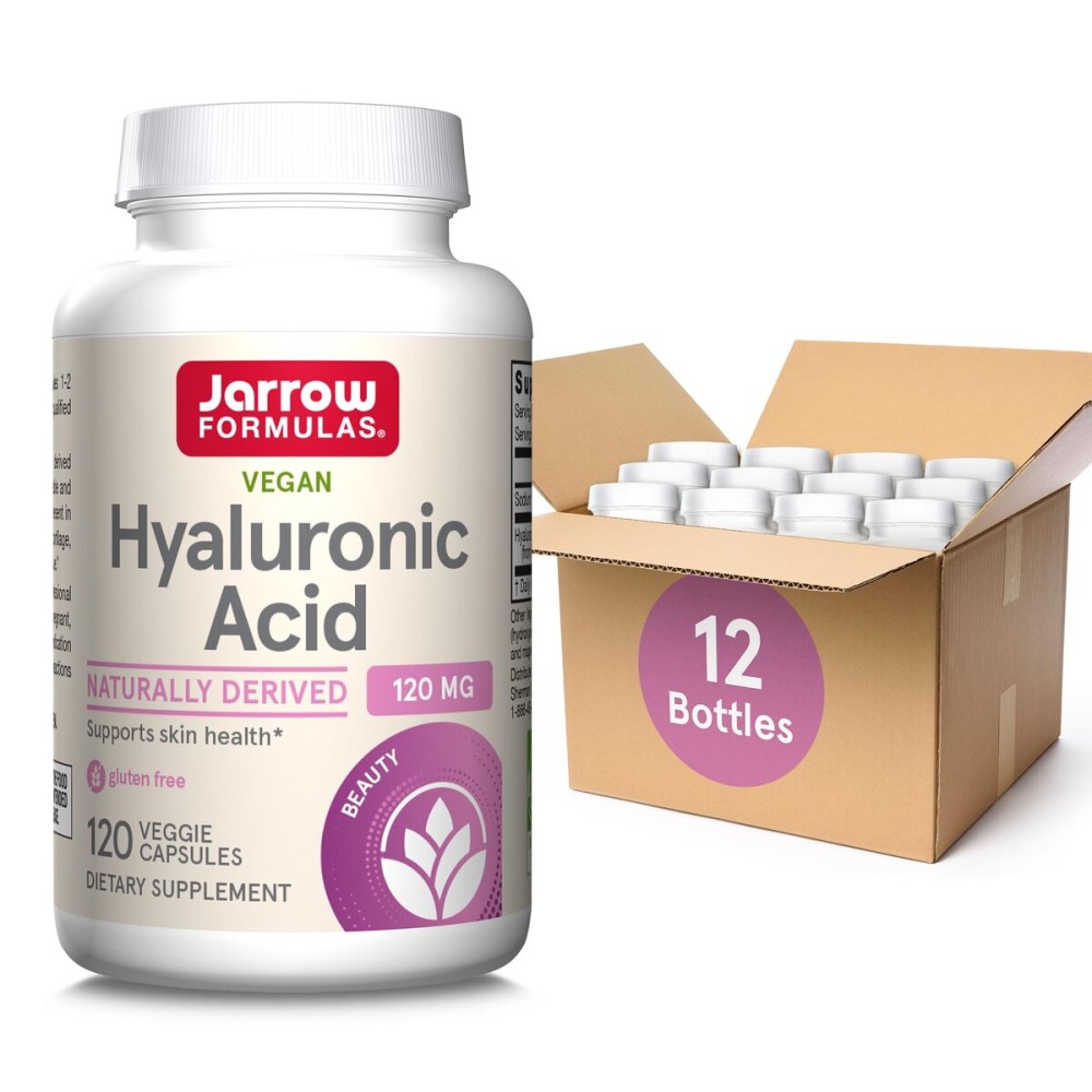 Jarrow Formulas Hyaluronic Acid 120 mg, Dietary Supplement, Skin Health Support, 120 Veggie Capsules, Up to 60 Day Supply, Pack of 12