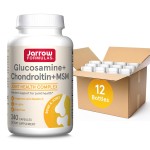 Jarrow Formulas Glucosamine + Chondroitin + MSM Capsules, Joint Support Supplement with Vitamin C and Manganese, 240 Capsules, 60 Day Supply, Pack of 12