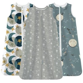 TotAha Sleep Sack 6-12-15 Months 3-Pack,Stretchy,Buttery Soft Swaddle Transition Sleeping Bag,Light Baby Wearable Blanket with 2-Way Safe Zippers for Boys and Girls, 0.5 TOG