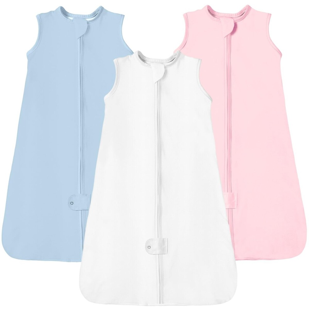 TotAha Sleep Sack 6-12-15 Months 3-Pack, Stretchy Sleepsacks, Buttery Soft, Swaddle Transition Sleeping Bag, 2-Way Safe Zippers, Silky Comfort Baby Wearable Blanket for girl boy 0.5 TOG