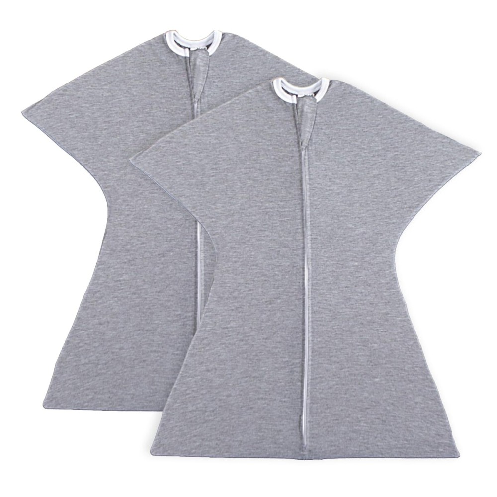 SleepingBaby Zipadee-Zip Transition Swaddle - Cozy Baby Swaddle Blanket with Zipper Convenience - Roomy Wearable Blanket for Easy Diaper Changes - Classic Heather, Medium (6-12 Month) - 2 Pack