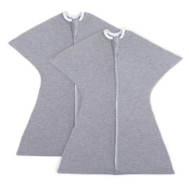 SleepingBaby Zipadee-Zip Transition Swaddle - Cozy Baby Swaddle Blanket with Zipper Convenience - Roomy Wearable Blanket for Easy Diaper Changes - Classic Heather, Medium (6-12 Month) - 2 Pack