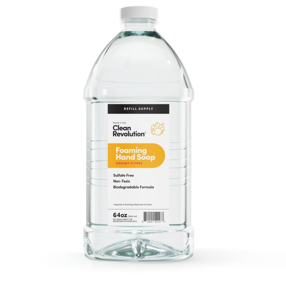 Clean Revolution Foaming Hand Soap Refill Supply Container. Ready to Use Formula. Dreamy Citrus Fragrance, 64 Fl Oz - Made in USA