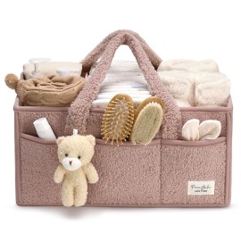PeraBella Baby Diaper Caddy Organizer with Handle, Boy & Girl Shower Gift Basket, Portable Diaper Storage Basket Bin for Wipes, Newborn Baby Essentials Registry Search Must Haves, Car Caddy Organizer