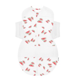 Happiest Baby SNOO Sleep Sack - 100% Organic Cotton Baby Swaddle Blanket - Doctor Designed Promotes Healthy Hip Development (Ivory Watermelons, Medium)