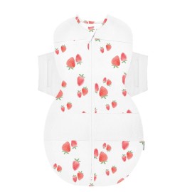 Happiest Baby SNOO Sleep Sack - 100% Organic Cotton Baby Swaddle Blanket - Doctor Designed Promotes Healthy Hip Development (Ivory Strawberries, X-Large)