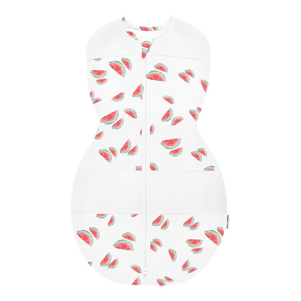Happiest Baby Sleepea 5-Second Swaddle - 100% Organic Cotton Baby Swaddle Blanket - Doctor Designed Promotes Healthy Hip Development (Ivory Watermelons, X-Large)