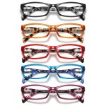 kunchu 5 Pack Reading Glasses for Women Men - Blue Light Blocking Spring Hinge Computer Readers Anti Glare UV Eyeglasses (Black Floral, 0.5, x)