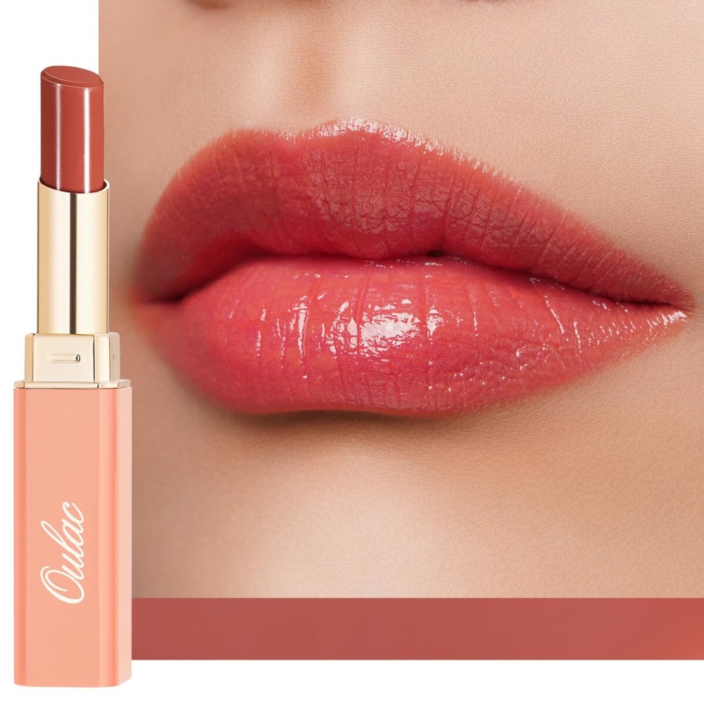 Oulac Moisturizing Red Lipstick for Women - Moisture Shine Hydrating Lipstick & Tinted Lip Balm for Dry Lips, Medium Coverage Lip Color | Juicy Look, Glossy Finish, Vegan, Cruelty-Free (16)