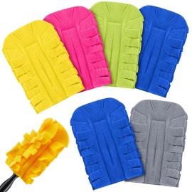 Zubebe 6 Pcs Duster Refill Reusable Fleece Duster Refills Feather Flat Dusters Multi Surface Washable Cleaning Pads Tools for Home, Blinds, Car, Pet, Furniture, Fans (Bright Color)