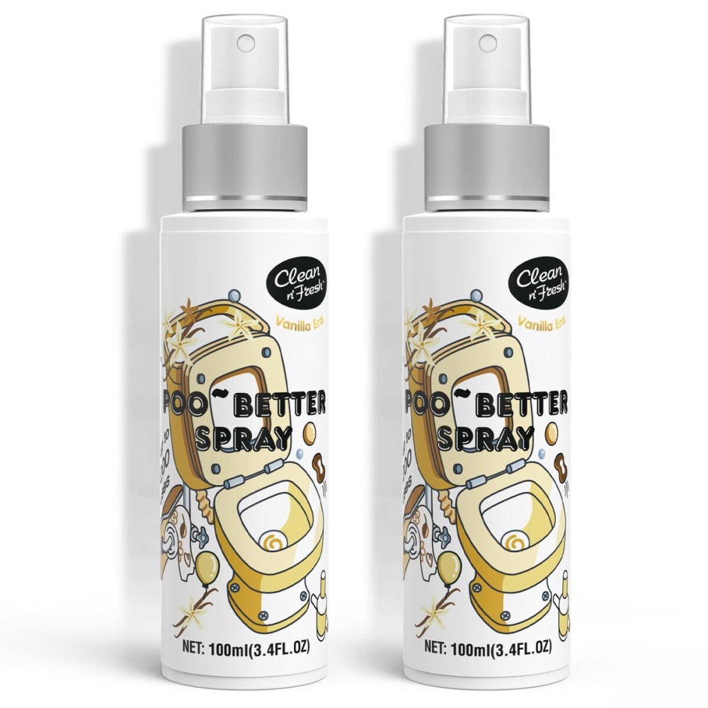 Clean-n-Fresh Toilet Spray 6.8 Fl.Oz, Vanilla Scent, Natural Plant Essential Oil Air Freshener & Odor Eliminator
