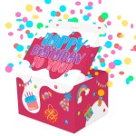 FETTIPOP Gift Box Surprise Exploding Confetti Kit (Red) Happy Birthday, Prank Pop Up 7.2x5.5x4.3 in.