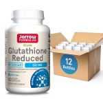 Jarrow Formulas Glutathione Reduced 500mg- 60 Veggie Capsules- Intracellular Antioxidant- Quality Glutathione Supplements- Supports Recycling of Vitamins C & E- Non-GMO- Gluten Free- Vegan, Pack of 12