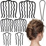 7 Pcs Metal Hair Side Combs Hair Fork Clip Teeth Hair Pin Stick for Updo Bun, U Shape Hair Combs for Vintage Hairstyle Hair Accessories, Thick Hair Combination