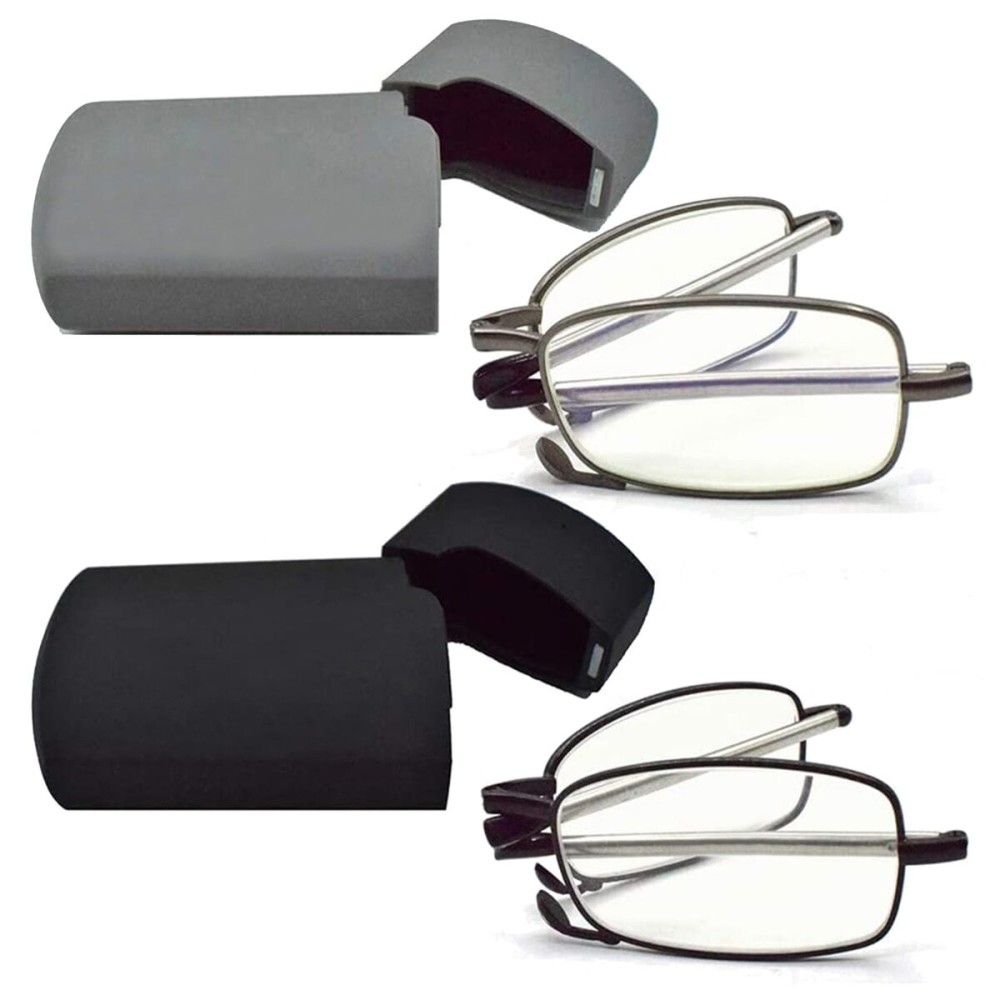 sevenplus 2 Pack Reading Glasses Blue Light Blocking, Anti UV Glare, Foldable Computer Spring Hinge Readers for Women Man 5.0X
