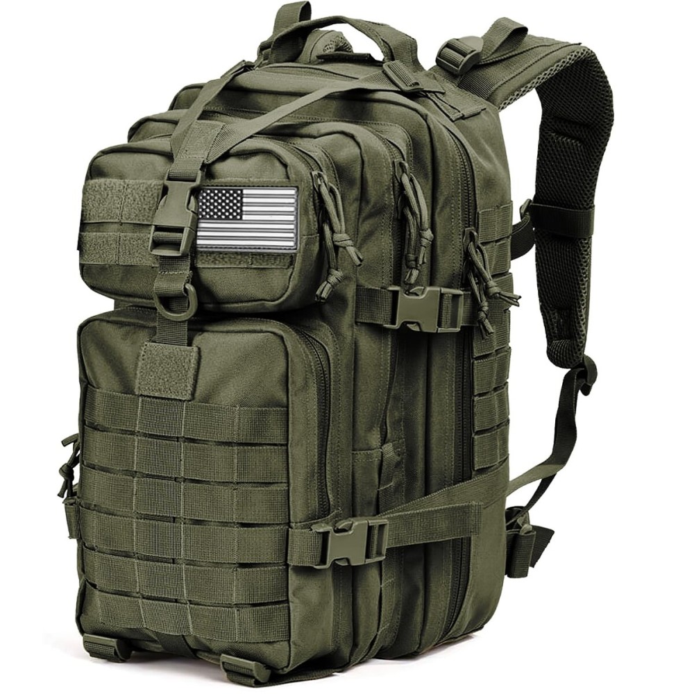 Tru Salute 45L Military Tactical Backpack Large Army 3 Day Assault Pack Molle Bug out Bag Rucksack (Amy Green)