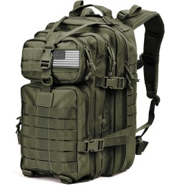 Tru Salute 45L Military Tactical Backpack Large Army 3 Day Assault Pack Molle Bug out Bag Rucksack (Amy Green)