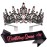 VELSCRUN Pink-Black Crystal Tiara Crown for Women Girls with Birthday Sash Elegant Princess Crown and Combs Hair Accessories Happy Birthday Party Decorations