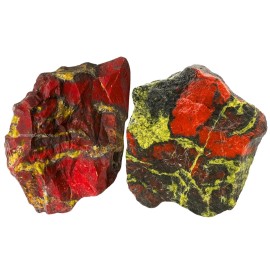 Amazing Gemstone Dragon Bloodstone Raw Crystals and Healing Stones, Natural Rocks for Tumbling - DIY Raw Stones and Crystals, 2 Pieces