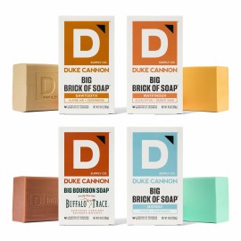 Duke Cannon Supply Co. Large Bar Bundle - Masculine Scent - USA-Made - All Skin Types - Big Brick of Bourbon, Bay Rum, Gun Smoke & Old Glory - 10 oz (4 Pack)