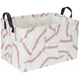 Sanjiaofen Rectangular Baseball Baskets, Sport Basket for Kids,Kids Basket, Boys Storage bins with Handles.Clothers,Toys,Books, Gifts Storage. (Baseball)