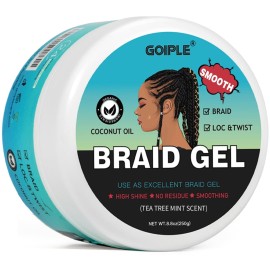 Braid & Loc Gel Good for Twist, Locs, Braids, Edge No Flake Extra Hold High Shine Braiding Gel & Edge Control Long Lasting for Locks, Cornrows Smooths & Tames Frizz 8.8oz (Tea Tree)