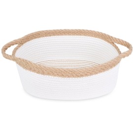 ABenkle Small Basket with Handles - Decorative Durable Rope Woven Storage Bin Shelf Storage Organizer Cube, Easter Baby Gift Basket, 12x8x5