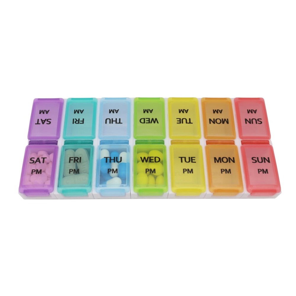 7 Day Weekly Pill AM PM Organizer, ShysTech Large Pill Case Pill Box for Pills/Vitamin/Supplements/Medication (Separable, Small Multi-Color)