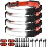 LED Headlamp Flashlight 4Packs, 1000lumens 230 Broadbeam Headlight, USB Rechargeable Head Lamp with Red Taillight, Lightweight Waterproof Headlamps for Camping Running Hiking, Hard Hat Headlamp