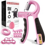 FLYFE Grip Strength Trainer Kit (5 Pack), Forearm Strengthener, Hand Squeezer Adjustable Resistance, Finger Stretcher, Grip Ring, Relief Ball and Finger Exerciser for Men and Women, Injury Recovery